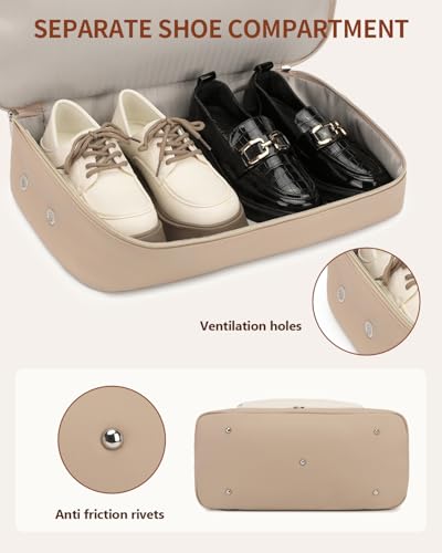 CLOKARS Weekender Bags for Women, Travel Duffle Bag Carry On Overnight Bag with Cosmetics Bag and Crossbody Purse for Gym Hospital, Gifts for Women, Beige Camel - Image 4