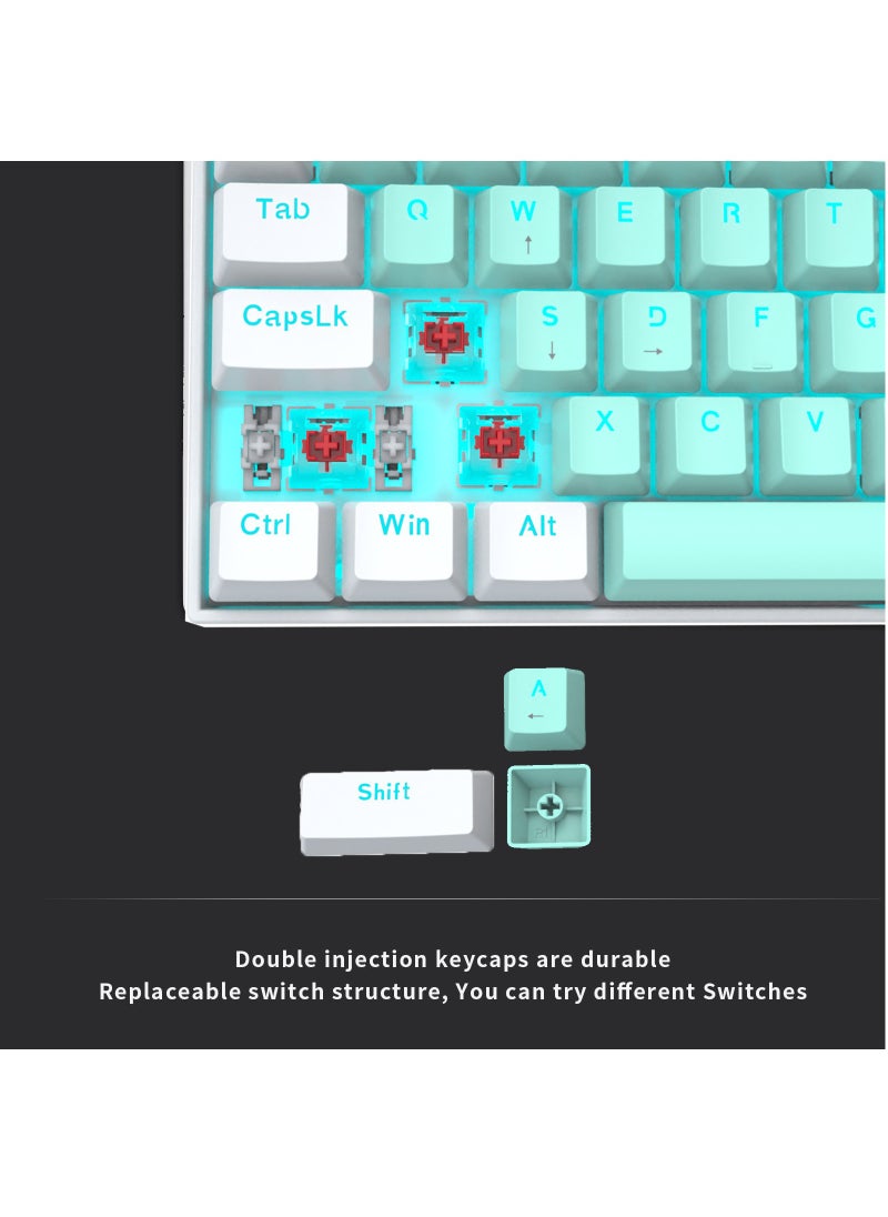 E-YOOSO - 89 Keys Gaming Keyboard, Wired Compact Red Switch Mechanical Keyboard, with Ice Blue Backlit, Number Pad for Windows/Mac/Laptop/PC , Blue/White - Image 1