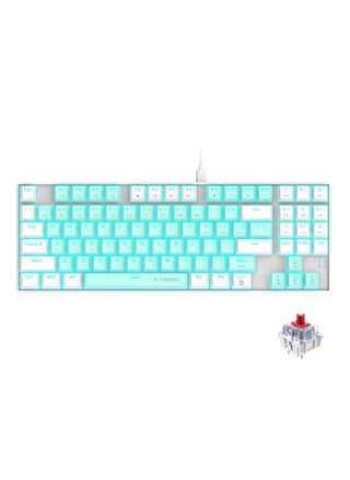 89 Keys Gaming Keyboard, Wired Compact Red Switch Mechanical Keyboard, with Ice Blue Backlit, Number Pad for Windows/Mac/Laptop/PC , Blue/White - pzsku/Z37AF5C9204241DA673D7Z/45/1749177854/c162bba1-24aa-4534-8e6d-d5596972a215