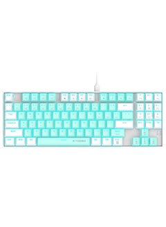 89 Keys Gaming Keyboard, Wired Compact Red Switch Mechanical Keyboard, with Ice Blue Backlit, Number Pad for Windows/Mac/Laptop/PC , Blue/White