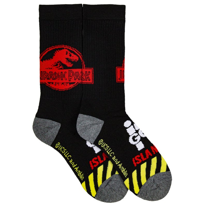 Bioworld Jurassic Park Mens' Dinosaur Amusement Island-Inspired Adult Crew Socks 3 Pair - Image 2