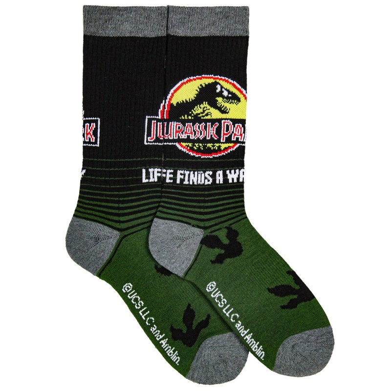 Bioworld Jurassic Park Mens' Dinosaur Amusement Island-Inspired Adult Crew Socks 3 Pair - Image 4