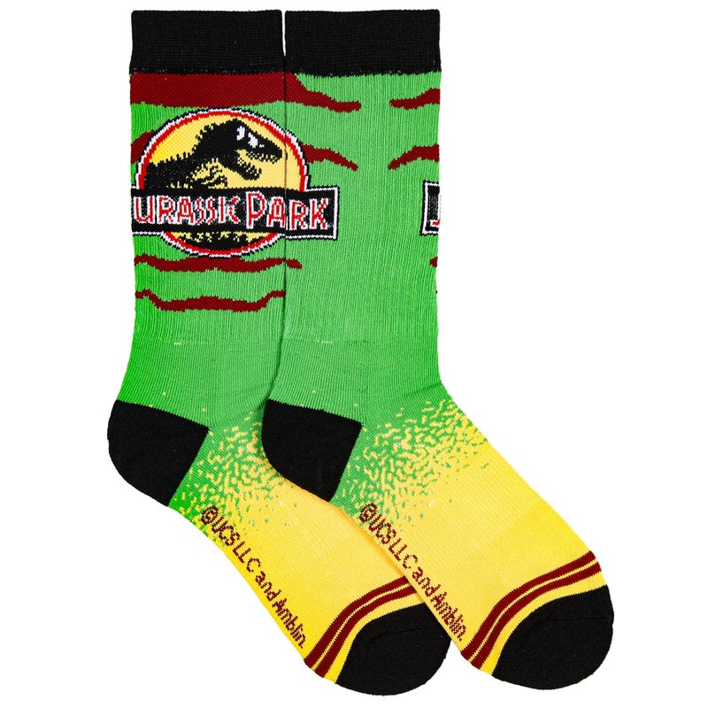 Bioworld Jurassic Park Mens' Dinosaur Amusement Island-Inspired Adult Crew Socks 3 Pair - Image 3