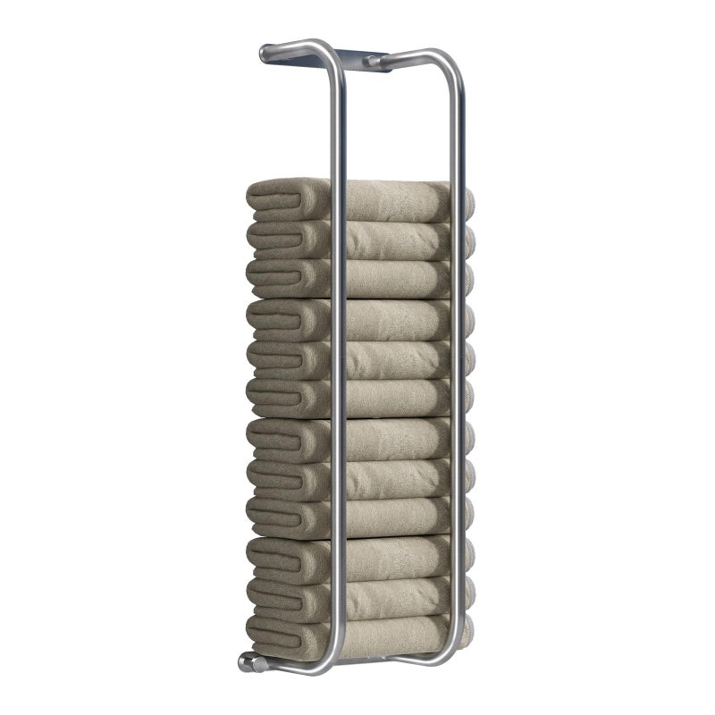 Danpoo Towel Racks for Bathroom Wall Mounted Towel Storage Organizer Stainless Steel Bath Towels Holder for Rolled Towels with 2 Hooks Brushed Silver - Image 2