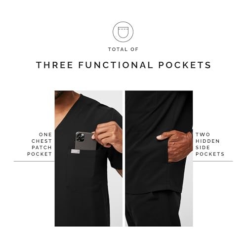 FIGS Chisec Three-Pocket Scrub Top for Men – Black, M - Image 5