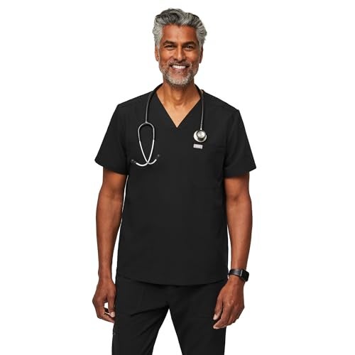 FIGS Chisec Three-Pocket Scrub Top for Men – Black, M - Image 1