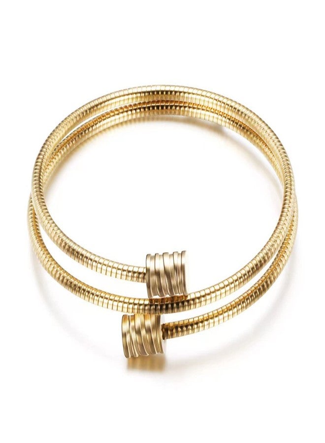 KunBead Gold Stainless Steel Twisted Double Cable Birthday Bracelet Love Bangle Cuff Adjustable Bracelets Jewelry for Women - Image 1