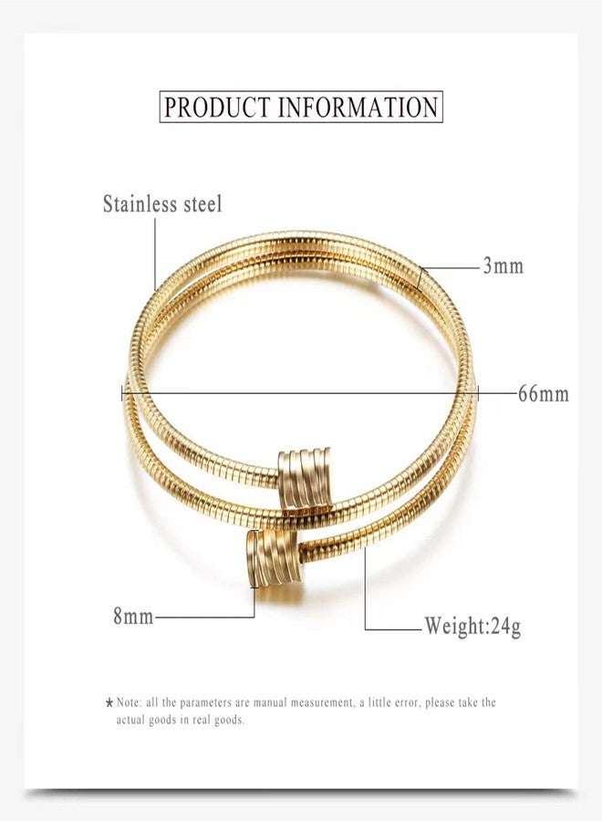 KunBead Gold Stainless Steel Twisted Double Cable Birthday Bracelet Love Bangle Cuff Adjustable Bracelets Jewelry for Women - Image 2