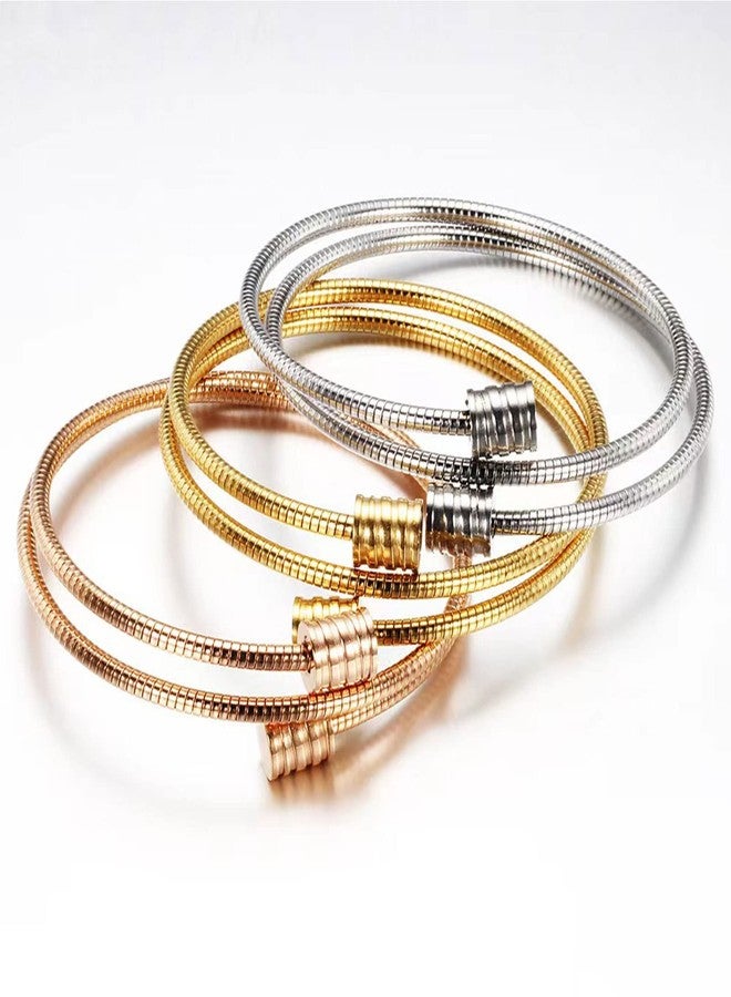 KunBead Gold Stainless Steel Twisted Double Cable Birthday Bracelet Love Bangle Cuff Adjustable Bracelets Jewelry for Women - Image 5