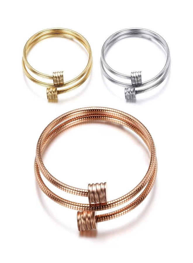 KunBead Gold Stainless Steel Twisted Double Cable Birthday Bracelet Love Bangle Cuff Adjustable Bracelets Jewelry for Women - Image 4