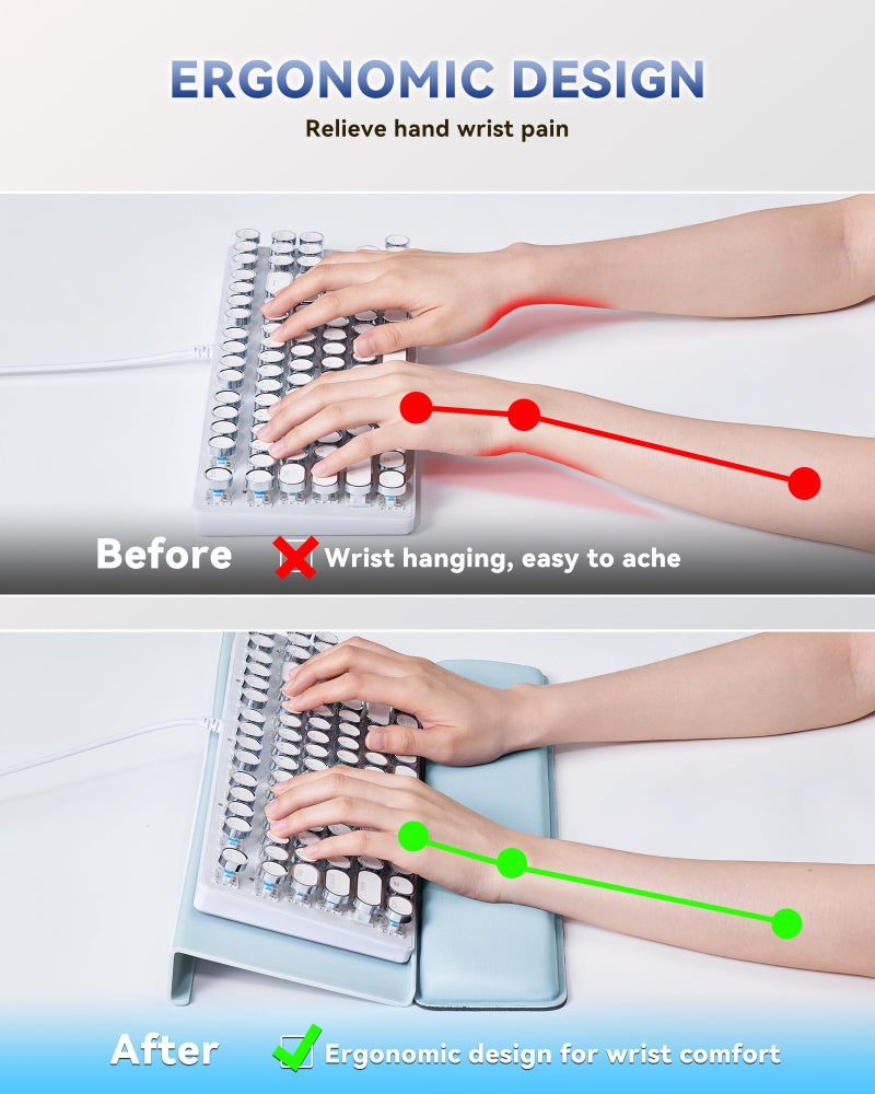Laborio Computer Keyboard Stand for Desktop, Keyboard Wrist Rest Holder Stand for Easy Typing with Wrist Pad for Office Desk, Home, School(Blue) - Image 3