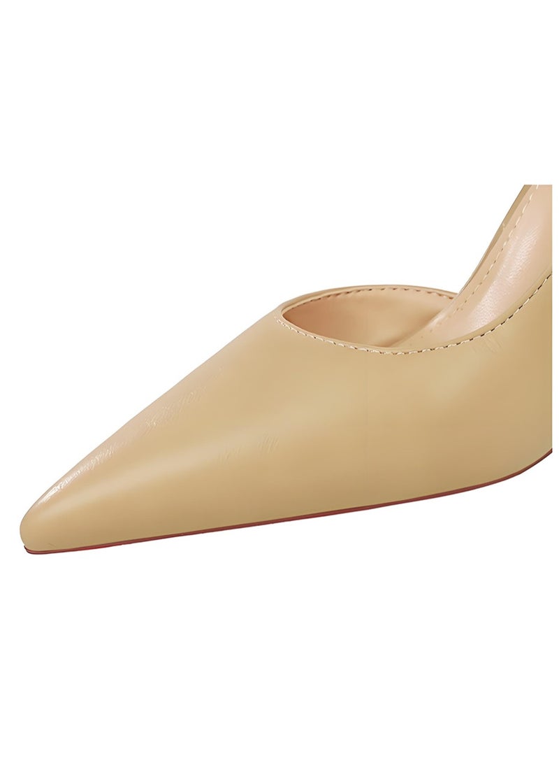 بيج تري مضخات ستيليتو النسائية مغلقة إصبع القدم عالية الكعب حزب اللباس الأحذية الخاكي 7.5CM - Image 3