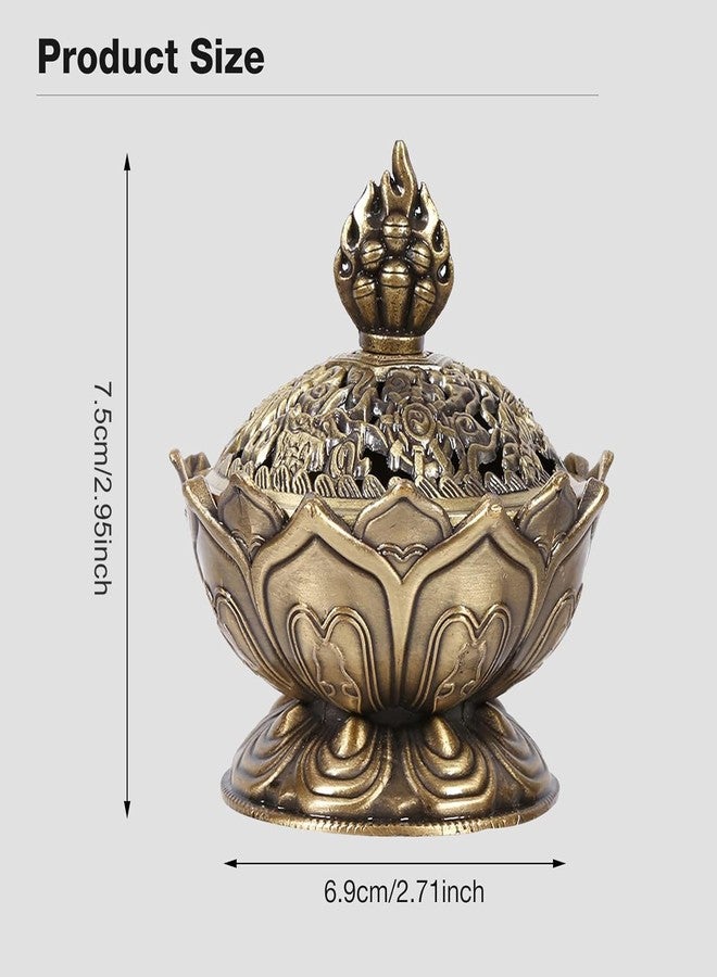 Moncer Incense Holder, Vintage Style Backflow Smoke Censer Incense Burner Stick Cone Holder for Home Decoration(Bronze) 2.95 x 2.71inch - Image 2