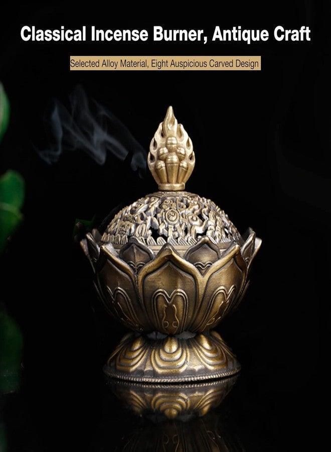 Moncer Incense Holder, Vintage Style Backflow Smoke Censer Incense Burner Stick Cone Holder for Home Decoration(Bronze) 2.95 x 2.71inch - Image 5
