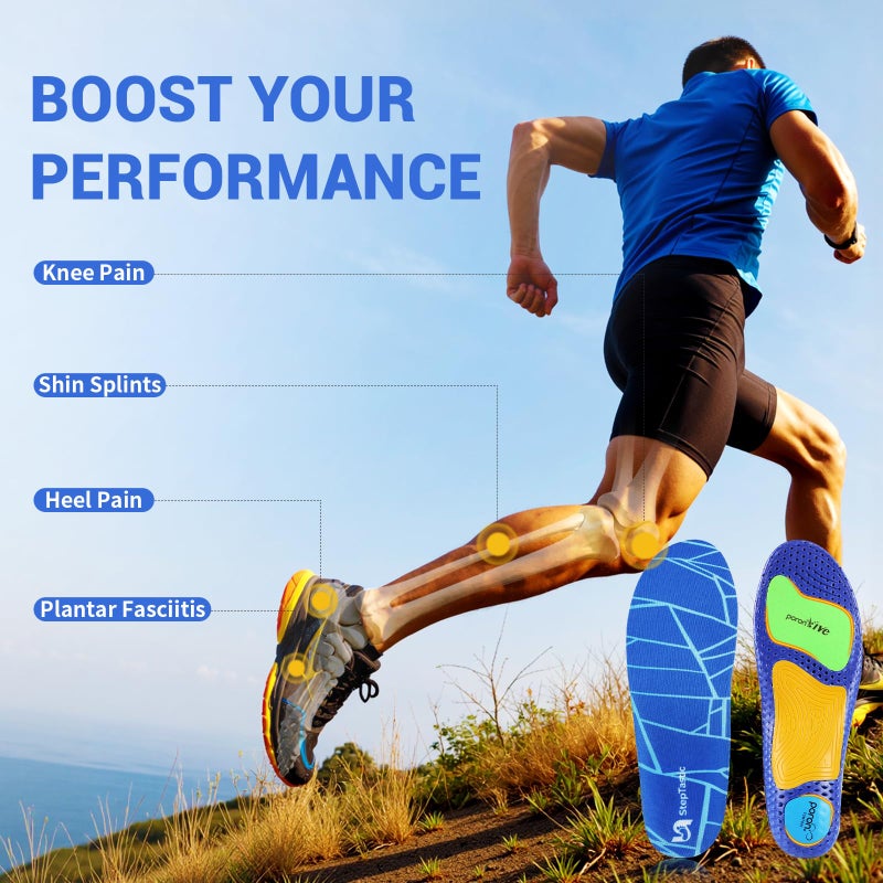 StepTastic Arch Support Running Insoles with Flexible Cushioning, Comfortable Shoe Inserts for Running Shoes, Shock Absorption, Trim-to-Fit for Men & Women (Blue,M9.5-10.5/W10.5-11.5, 1 Pair) - Image 5