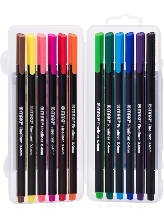 Maxi Mx Fl12 Triangular Fineliner Marker 12 Colour 0.4 Mm Size - Image 3
