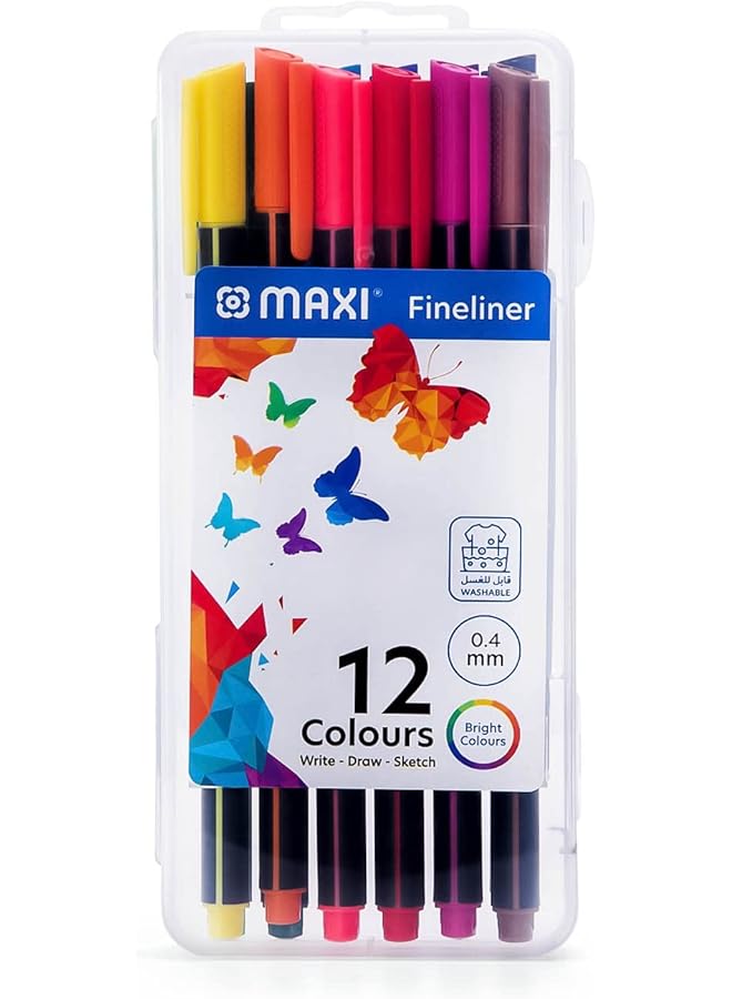 Maxi Mx Fl12 Triangular Fineliner Marker 12 Colour 0.4 Mm Size - Image 2