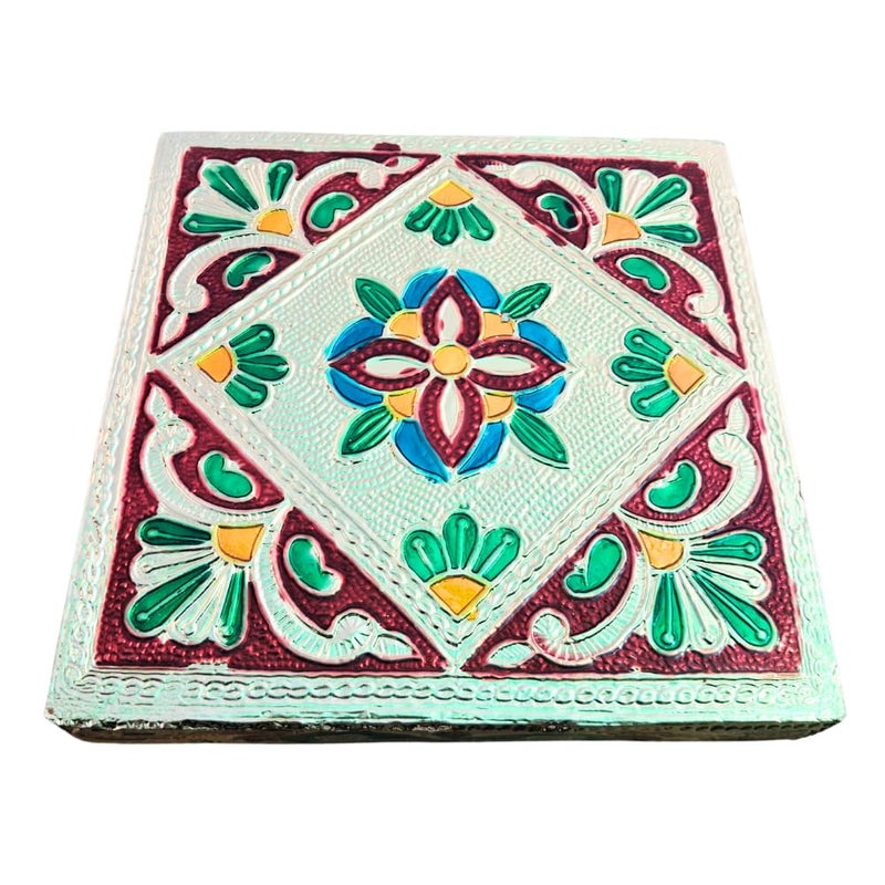 AANIJLAB Handicraft Meenakari Wooden Puja Chowki Bajot Size 5 inch for Home Office Decor Multicolour 55 inch Set 2  - Image 5