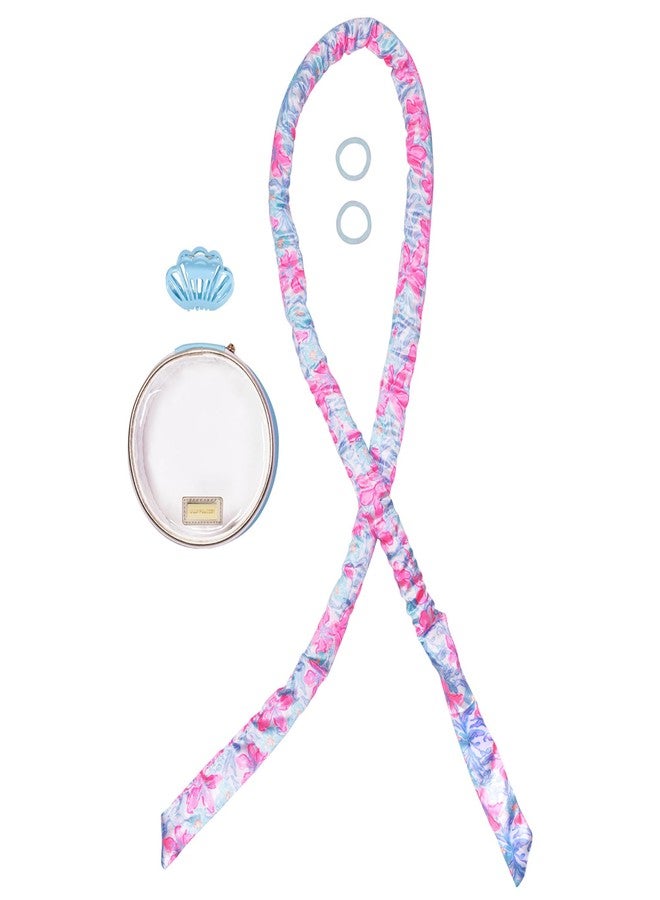 Lilly Pulitzer مجموعة ليلي بوتليتر للتموجات بدون حرارة أثناء النوم، بكرات شعر ساتان لتجعيد ناعم وتصفيف خالٍ من التجاعيد، عصابة رأس على شكل قضيب للموجات (شاطئ هافن) - Image 2