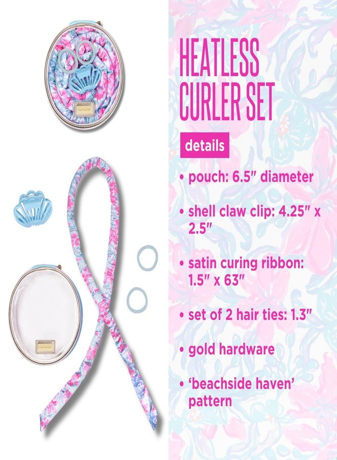 Lilly Pulitzer مجموعة ليلي بوتليتر للتموجات بدون حرارة أثناء النوم، بكرات شعر ساتان لتجعيد ناعم وتصفيف خالٍ من التجاعيد، عصابة رأس على شكل قضيب للموجات (شاطئ هافن) - Image 3