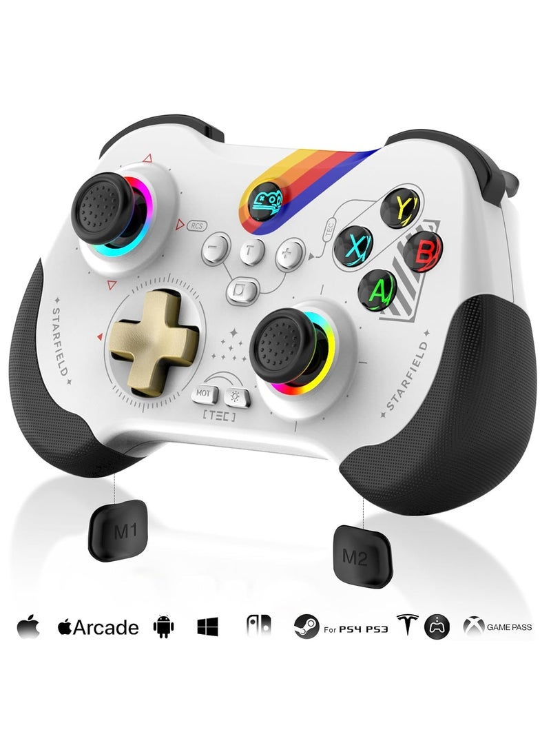 Mobile Gaming Controller for iPad/iPhone/Tablet, Cloud Controller Remote Joystick for iOS/Android, Wireless Switch Controller with Macro ons/Hall-Rocker/Hall-Trigger/Dual Vibration (Starry White) - Image 1
