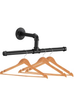 Excefore Industrial Pipe Floating Clothing Rack Wall Mounted, Heavy Duty Rustic Vintage Steel Black Metal Garment Bracket Frame, Commercial or Residential Wardrobe Clothes Display (1 Pack)  - Image 1