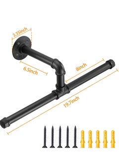 Excefore Industrial Pipe Floating Clothing Rack Wall Mounted, Heavy Duty Rustic Vintage Steel Black Metal Garment Bracket Frame, Commercial or Residential Wardrobe Clothes Display (1 Pack)  - Image 3