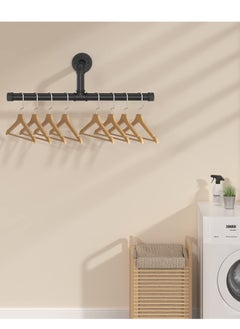 Excefore Industrial Pipe Floating Clothing Rack Wall Mounted, Heavy Duty Rustic Vintage Steel Black Metal Garment Bracket Frame, Commercial or Residential Wardrobe Clothes Display (1 Pack)  - Image 4