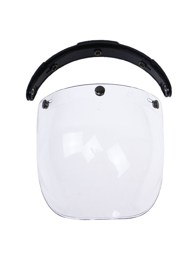 Generic New Bubble Lens Motorcycle Helmet Lens Triple Buckle Lens Retro Harley Lens Frame Bubble Lens Transparent set (including bracket)