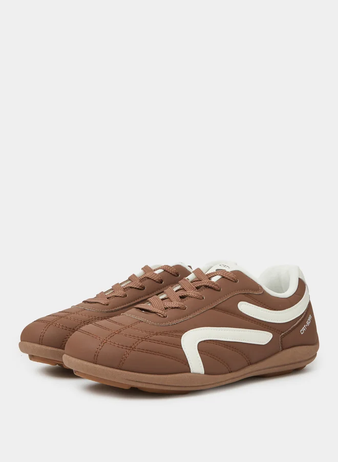 Styli Brown Lace-Up Retro Style Sneakers