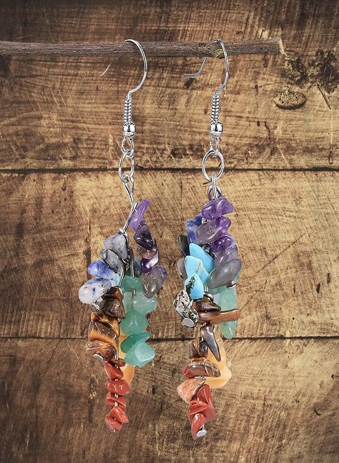 GEMTUB Natural Handcrafted 7 Chakra Stone Chips Earring for Reiki Healing for Men & Women. - Image 5