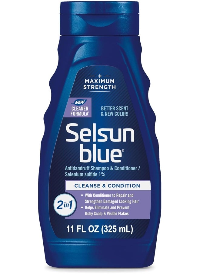 Selsun blue 2-In-1 Anti-Dandruff Shampoo & Conditioner, 11 Fl. Oz., Maximum Strength 2-In-1 Treatment, Selenium Sulfide 1%  - Image 1