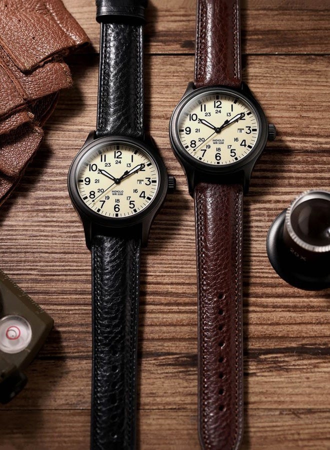 Getalia Italian leather Watch Band Tuscany Natural Vegetable-Tanned Full Grain Genuine Leather, Skin-Safe, Quick Release Replacement Watch Straps for Men and Women Thick and Soft (Black Width-20mm) - Image 4