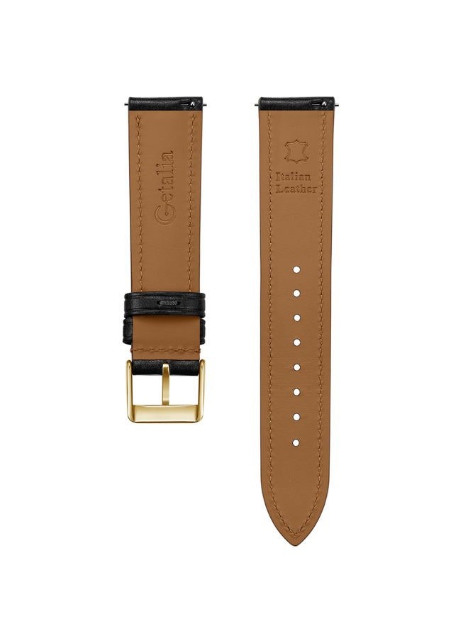 Getalia Italian leather Watch Band Tuscany Natural Vegetable-Tanned Full Grain Genuine Leather, Skin-Safe, Quick Release Replacement Watch Straps for Men and Women Thick and Soft (Black Width-20mm) - Image 5