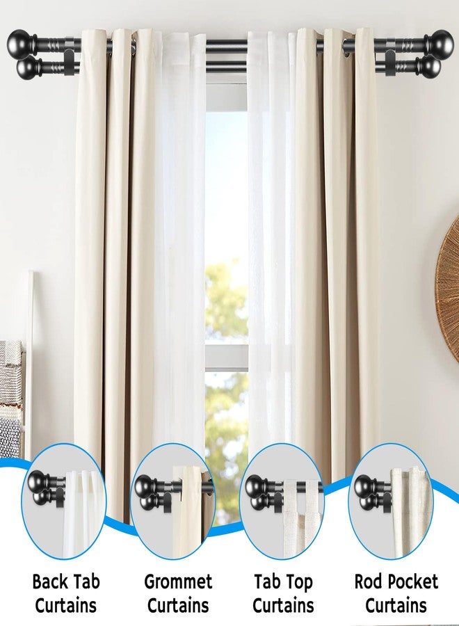 Guankai Double Rod Curtain Set 30 to 60 Inch,Double Curtain Rods for Windows with 2PCS Holder,Black Small Extra Long 5/8" Diameter Blackout Cortineros Dobles Para Ventanas for Bedroom,Living Room - Image 3