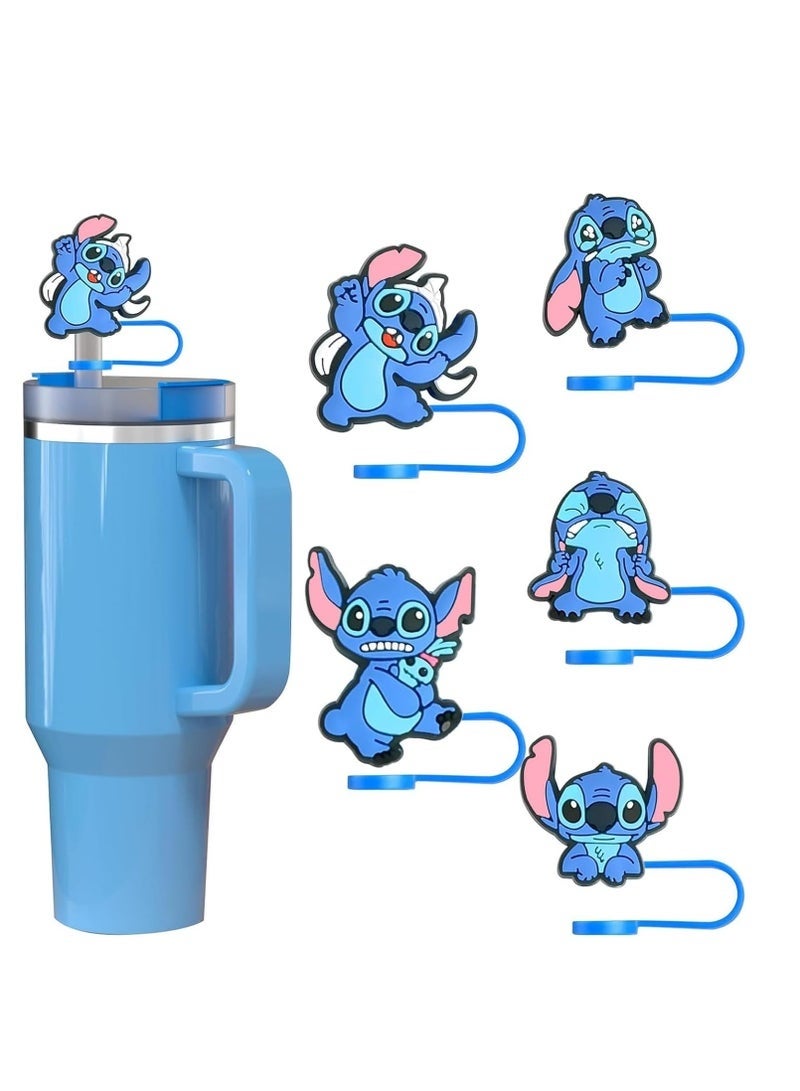 Stitch Straw Covers for Stanley Cup – Silicone Straw Toppers for 30oz/40oz Tumblers – Reusable Dust-Proof Drinking Straw Caps 5PCS - Image 1