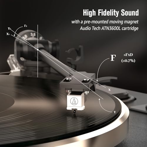Retrolife Record Player All-in-One Classic Turntable for Vinyls Records Built-in 4 Stereo Speakers High Fidelity Audio AT-3600L Phono Belt Drive Vinyl Players BT Wireless Pariing Aux-in RCA Auto Stop Pure Black - Image 2