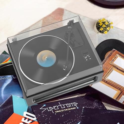 Retrolife Record Player All-in-One Classic Turntable for Vinyls Records Built-in 4 Stereo Speakers High Fidelity Audio AT-3600L Phono Belt Drive Vinyl Players BT Wireless Pariing Aux-in RCA Auto Stop Pure Black - Image 4