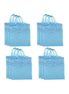 Kuber Industries Kuber Industries (Pack of 12) Shopping Handbag | Foldable Shopping Bag | Reusable Grocery Bags | Vegetable Bag | Carry Bags with Handle | Gifting Bag | Large | Top Leaf Print | Sky Blue  - Image 1