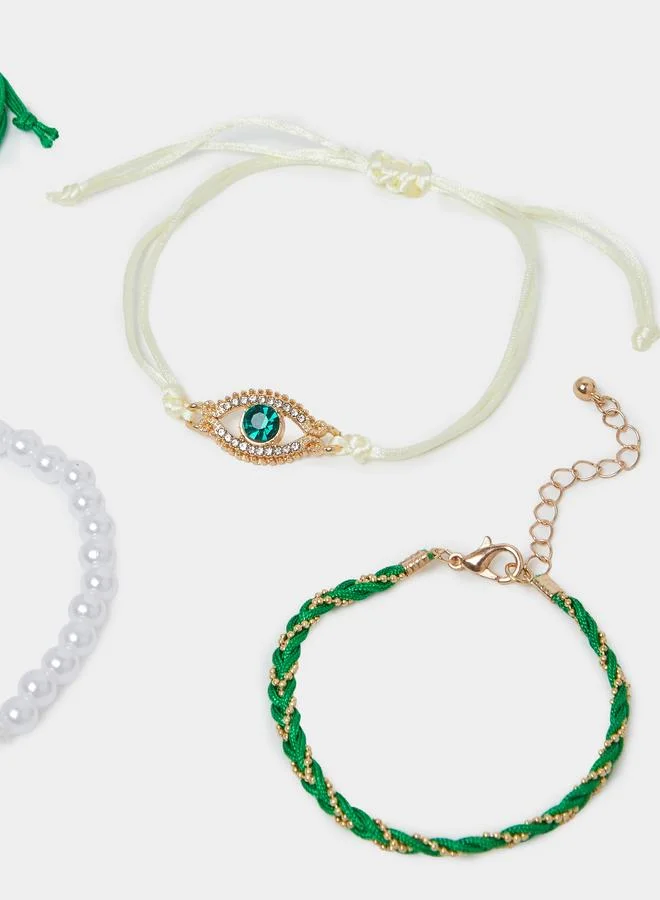 Styli Set of 5 - Shell and Evil Eye Beaded Bracelet