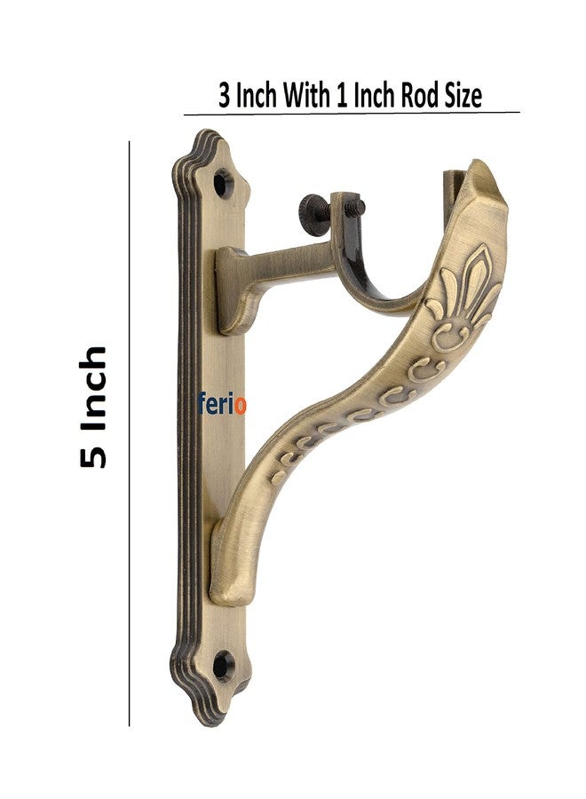FERIO Zinc Antique Brass Finish Heavy Curtain Supports for Door and Window Curtain Brackets/Holder Set for 1 Inch Rod (Pack of 6 Pcs) - Image 2