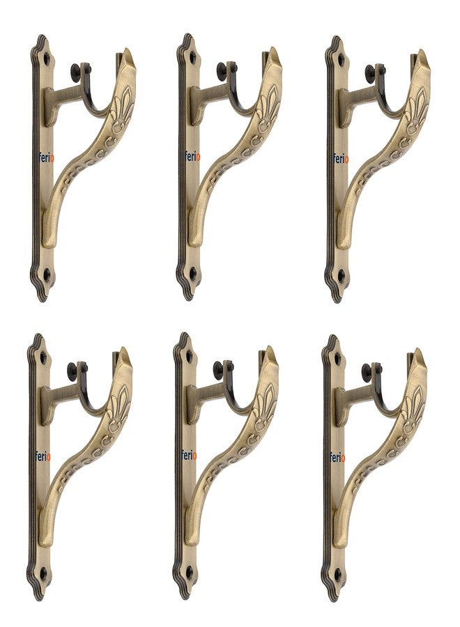 FERIO Zinc Antique Brass Finish Heavy Curtain Supports for Door and Window Curtain Brackets/Holder Set for 1 Inch Rod (Pack of 6 Pcs) - Image 3