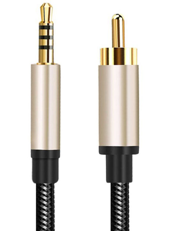 RCA To AUX 3.5mm Coaxial Audio Connector Cable Rose Gold/Black - Image 1