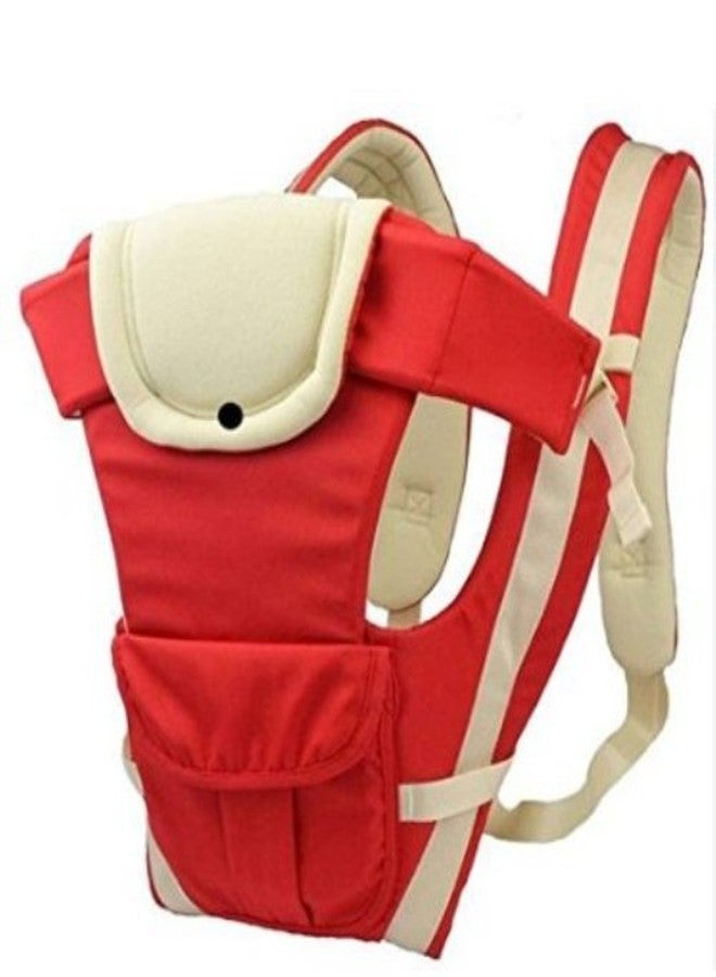 Smilecasters Adjustable Hands-Free 4-in-1 (with Comfortable Head Support & Buckle Straps) Baby Carrier - Red - Image 1