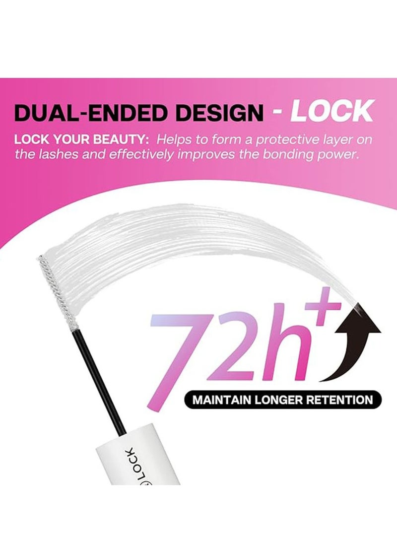 Double-ended False Eyelash Adhesive, Waterproof Lash Bond and Seal Individual Lashes Glue and Seal Super Strong Hold DIY Lash Extension Kit Hold 48-72 Hours Cluster Lash Glue Eyelash Extension Kit