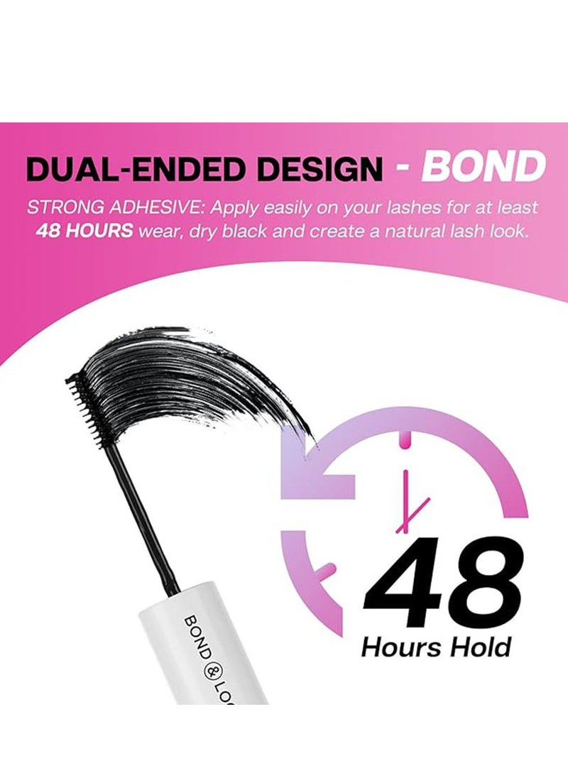 Double-ended False Eyelash Adhesive, Waterproof Lash Bond and Seal Individual Lashes Glue and Seal Super Strong Hold DIY Lash Extension Kit Hold 48-72 Hours Cluster Lash Glue Eyelash Extension Kit