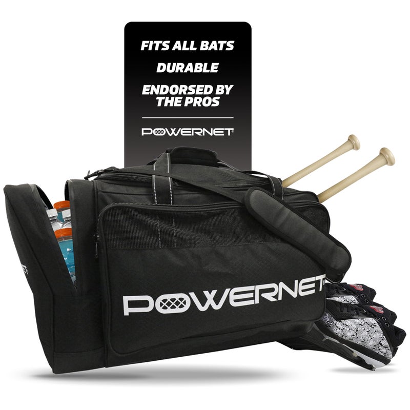 PowerNet Pro Duffle Softball Baseball Dual Bat Bag Baseball Gear Shoulder Bag with Cooler Pocket and Padded Shoulder Strap Duffle 1Count