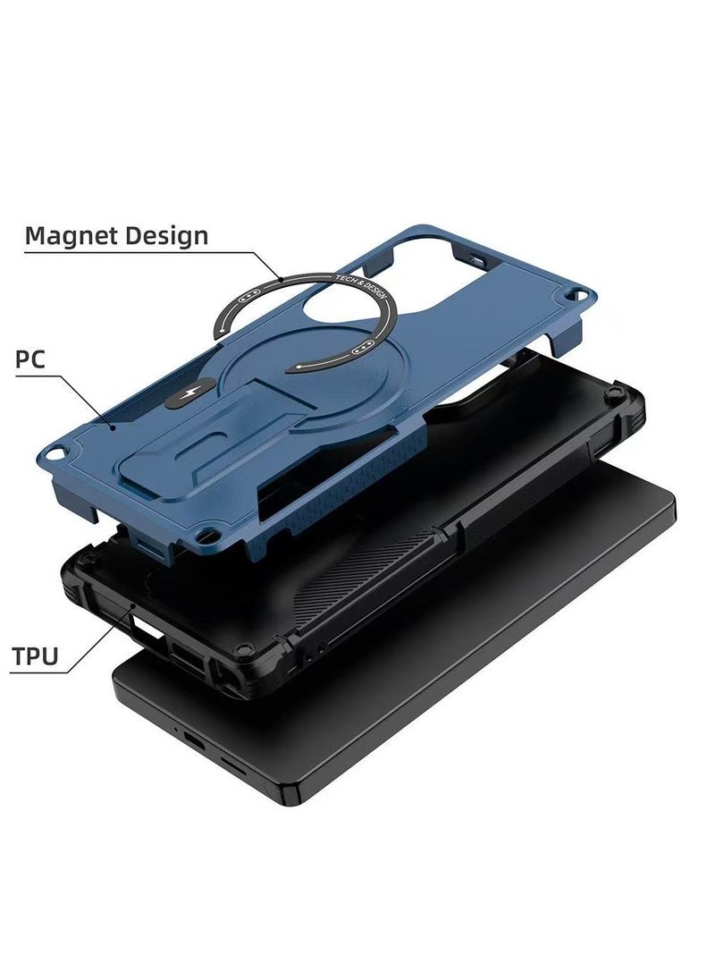 ICARLUS For Samsung Galaxy S25 Ultra with Kickstand Compatible with MagSafe Dual Laye Drop Proof Phone Case Stand Blue  - Image 5