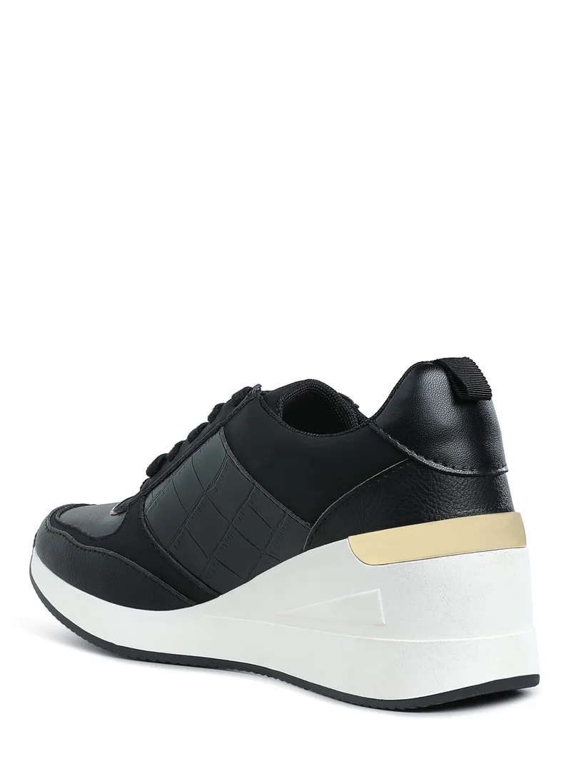 London Rag Chunky Wedge Heel Sneaker in Black