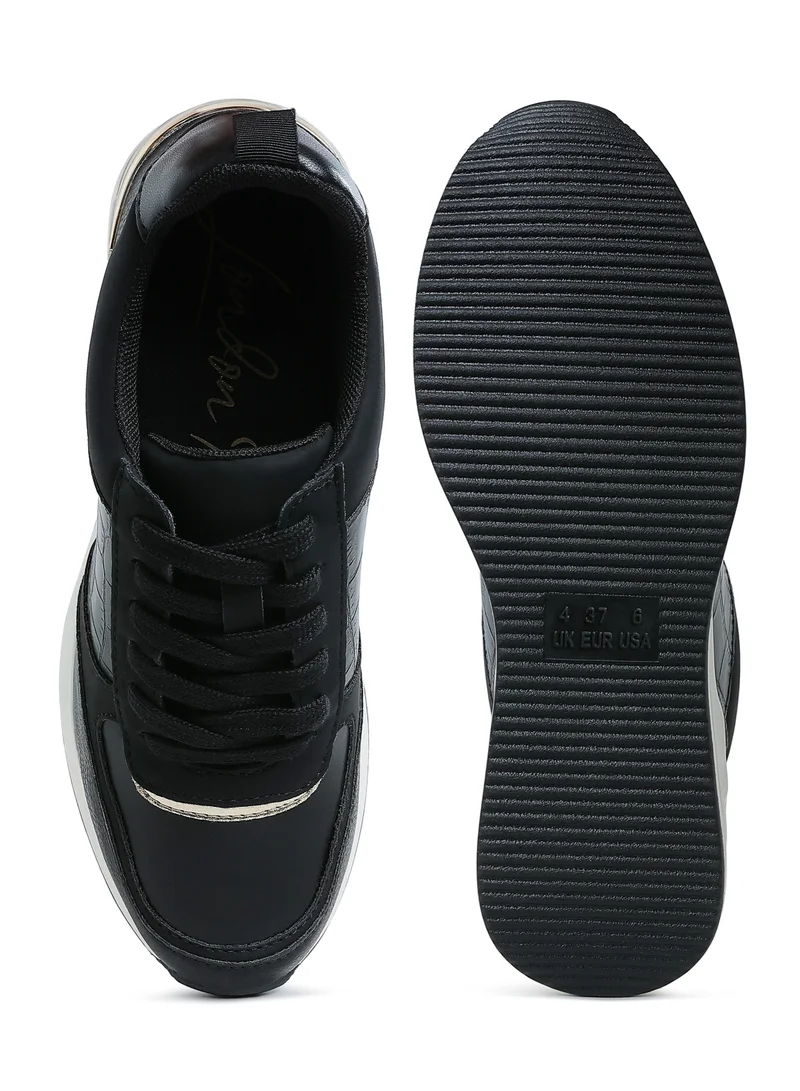 London Rag Chunky Wedge Heel Sneaker in Black